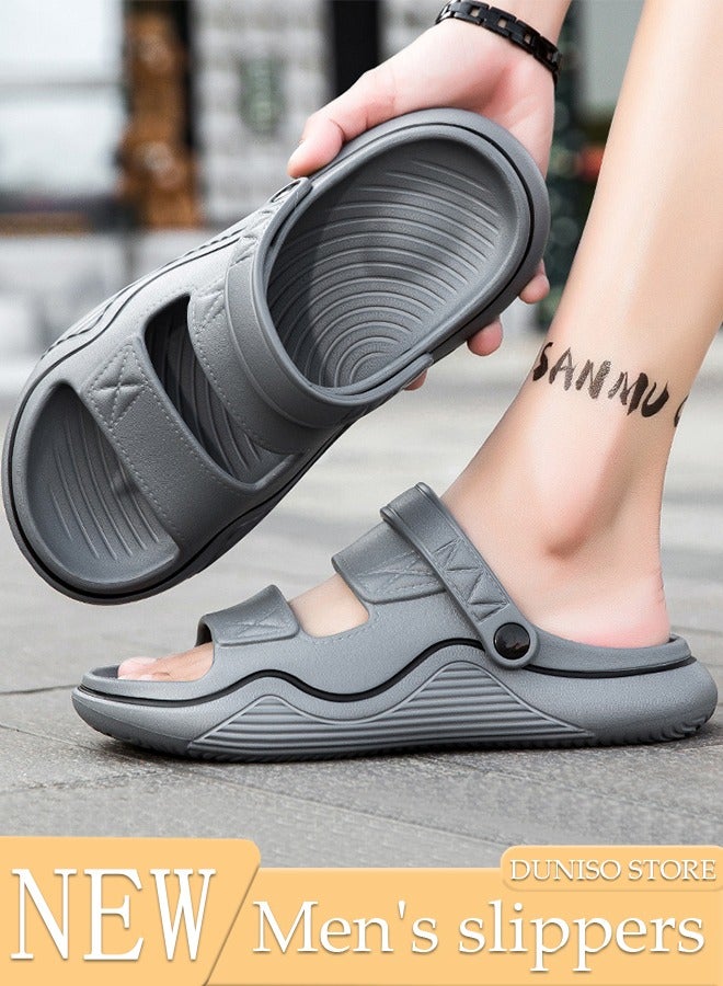 Men's slippers Summer Sandals Lightweight Slide Sandal with Non-slip Soles Thick Sole Beach Slipper Breathable Slip-on Sandal House Flat Slipper for Pool Beach Yard Kitchen Shower