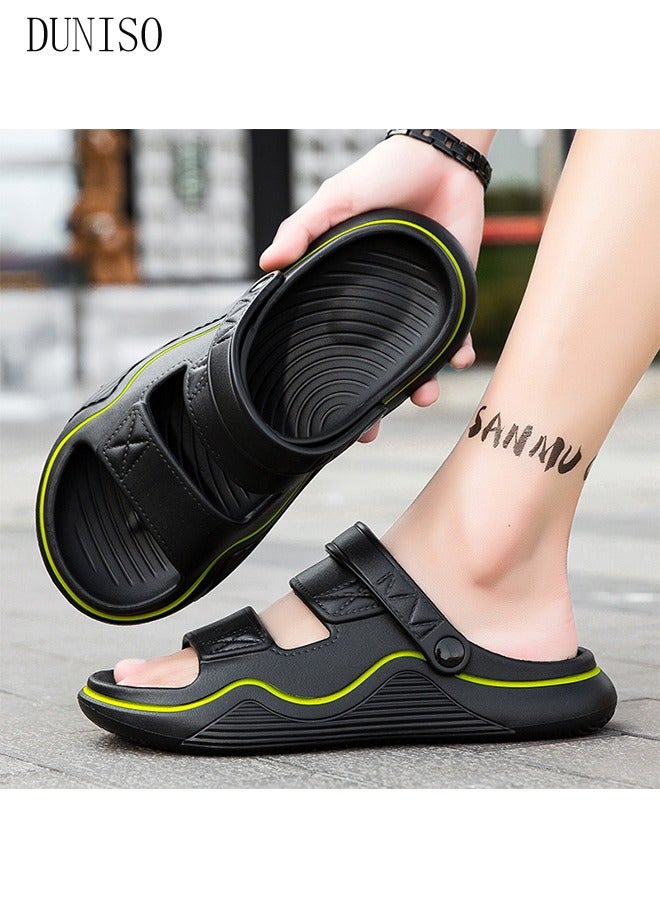 Men's slippers Summer Sandals Lightweight Slide Sandal with Non-slip Soles Thick Sole Beach Slipper Breathable Slip-on Sandal House Flat Slipper for Pool Beach Yard Kitchen Shower