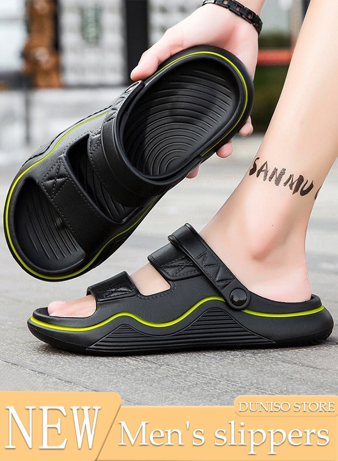 Men's slippers Summer Sandals Lightweight Slide Sandal with Non-slip Soles Thick Sole Beach Slipper Breathable Slip-on Sandal House Flat Slipper for Pool Beach Yard Kitchen Shower