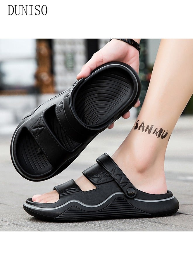 Men's slippers Summer Sandals Lightweight Slide Sandal with Non-slip Soles Thick Sole Beach Slipper Breathable Slip-on Sandal House Flat Slipper for Pool Beach Yard Kitchen Shower