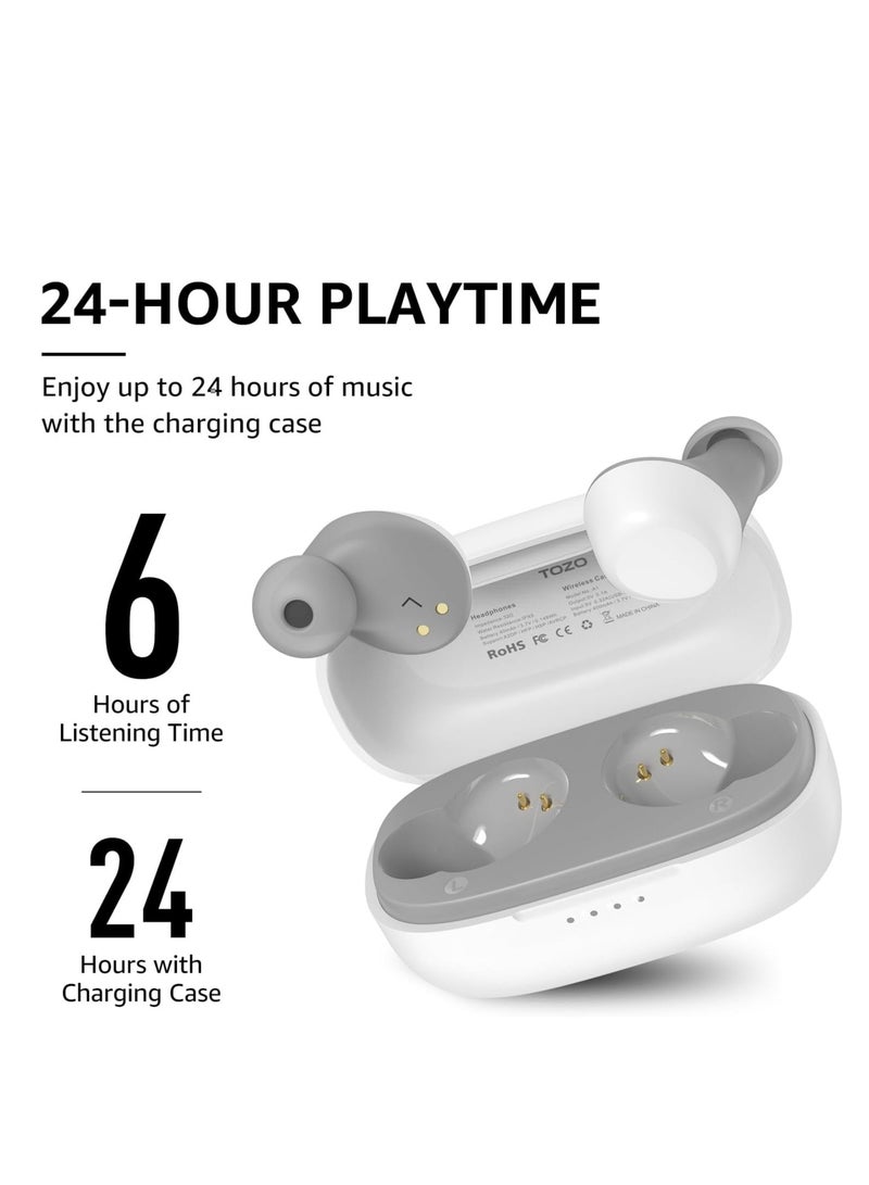 TOZO A1 Mini Wireless Earbuds Bluetooth 5.3 in Ear Light-Weight Headphones Built-in Microphone, IPX5 Waterproof, Immersive Premium Sound Long Distance Connection Headset with Charging Case, White