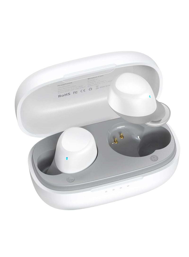 TOZO A1 Mini Wireless Earbuds Bluetooth 5.3 in Ear Light-Weight Headphones Built-in Microphone, IPX5 Waterproof, Immersive Premium Sound Long Distance Connection Headset with Charging Case, White