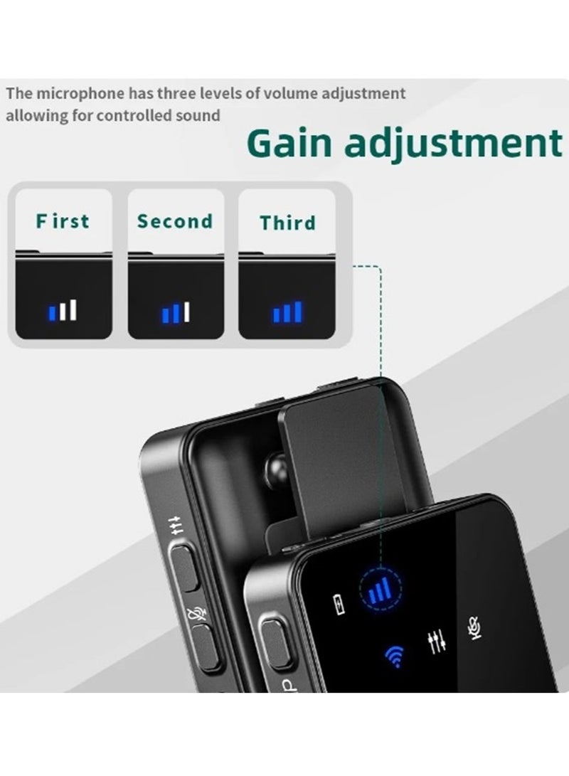 MII Dual Channel Wireless Microphone for Phone Lapel One Touch Noise Cancelling Microphone Mic with Charging Box Noise Reduction for Video Android IOS Camera laptop