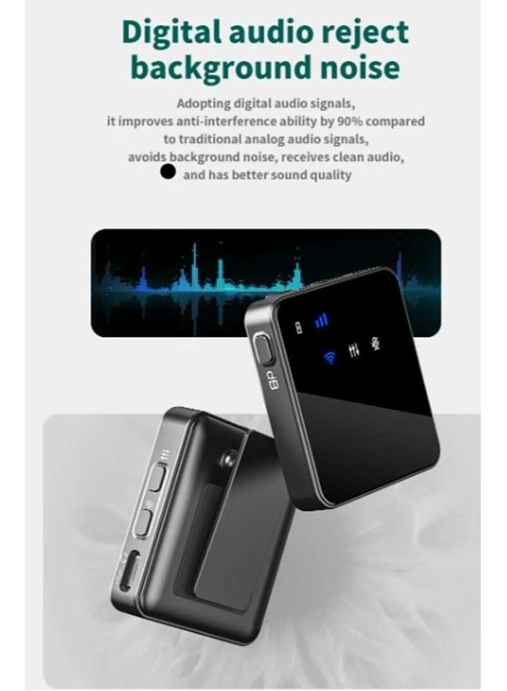 MII Dual Channel Wireless Microphone for Phone Lapel One Touch Noise Cancelling Microphone Mic with Charging Box Noise Reduction for Video Android IOS Camera laptop