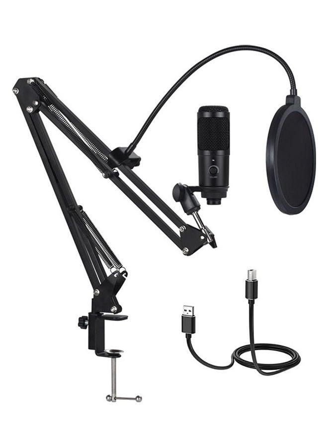 Studio Desktop Recording USB Condenser Microphone Kit Black