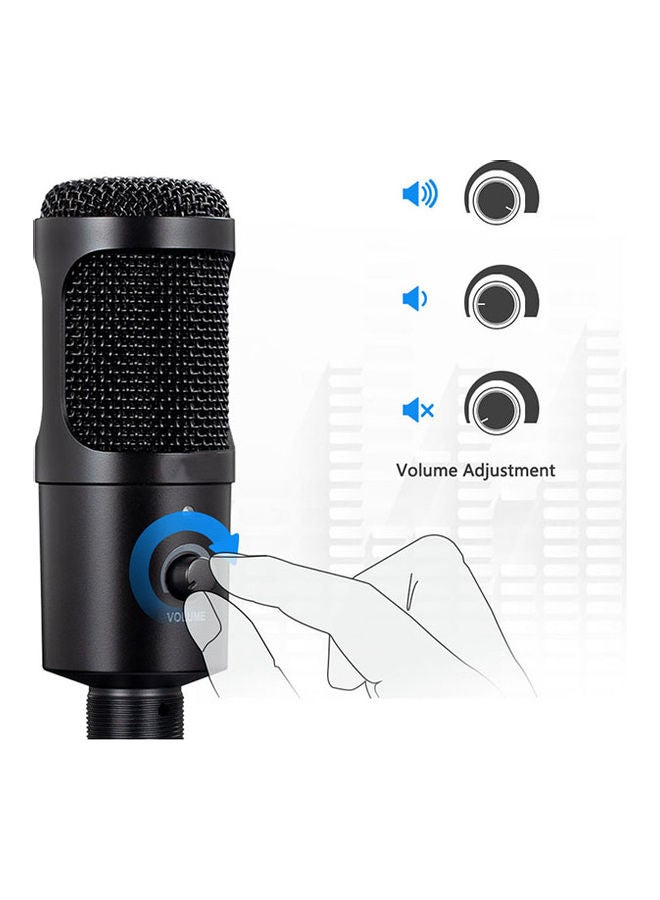 Studio Desktop Recording USB Condenser Microphone Kit Black