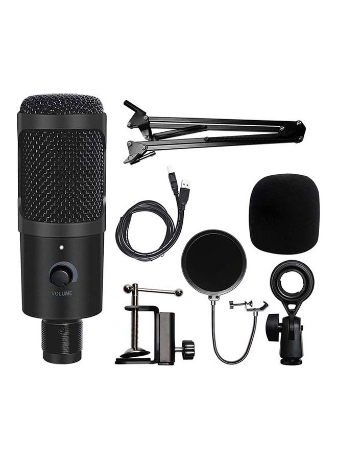 Studio Desktop Recording USB Condenser Microphone Kit Black