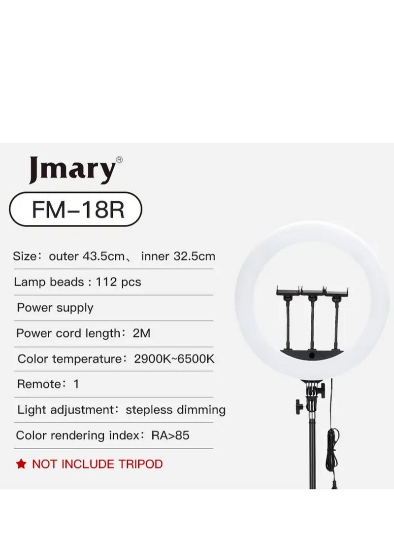 Jmary FM-18R 18 Inch LED Beauty Ring Light with 2 USB Ports and Remote Control