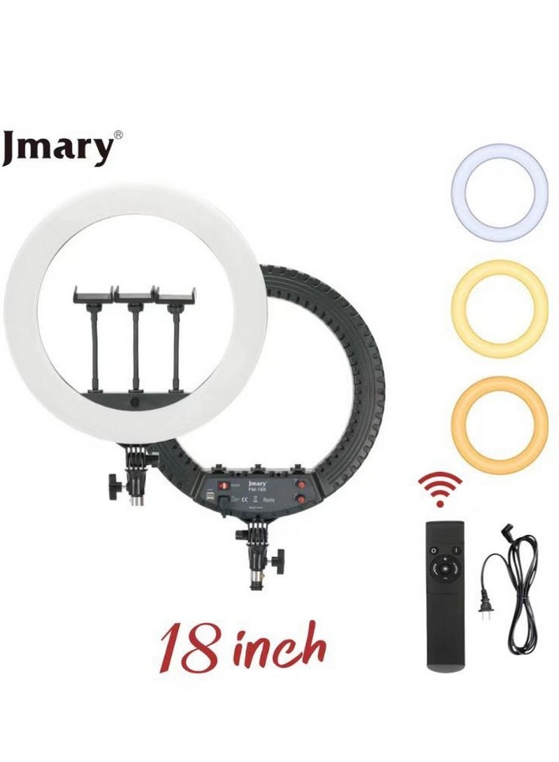 Jmary FM-18R 18 Inch LED Beauty Ring Light with 2 USB Ports and Remote Control