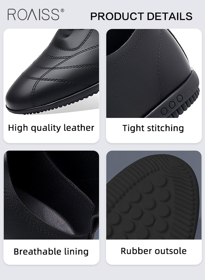 Soft Sole Leather Shoes for Men Letter Pattern Casual Round Toe Low Top Front Lace up Walking Shoes Mens Breathable Comfort Wear Resistant Anti Slip Business Outdoor Shoes