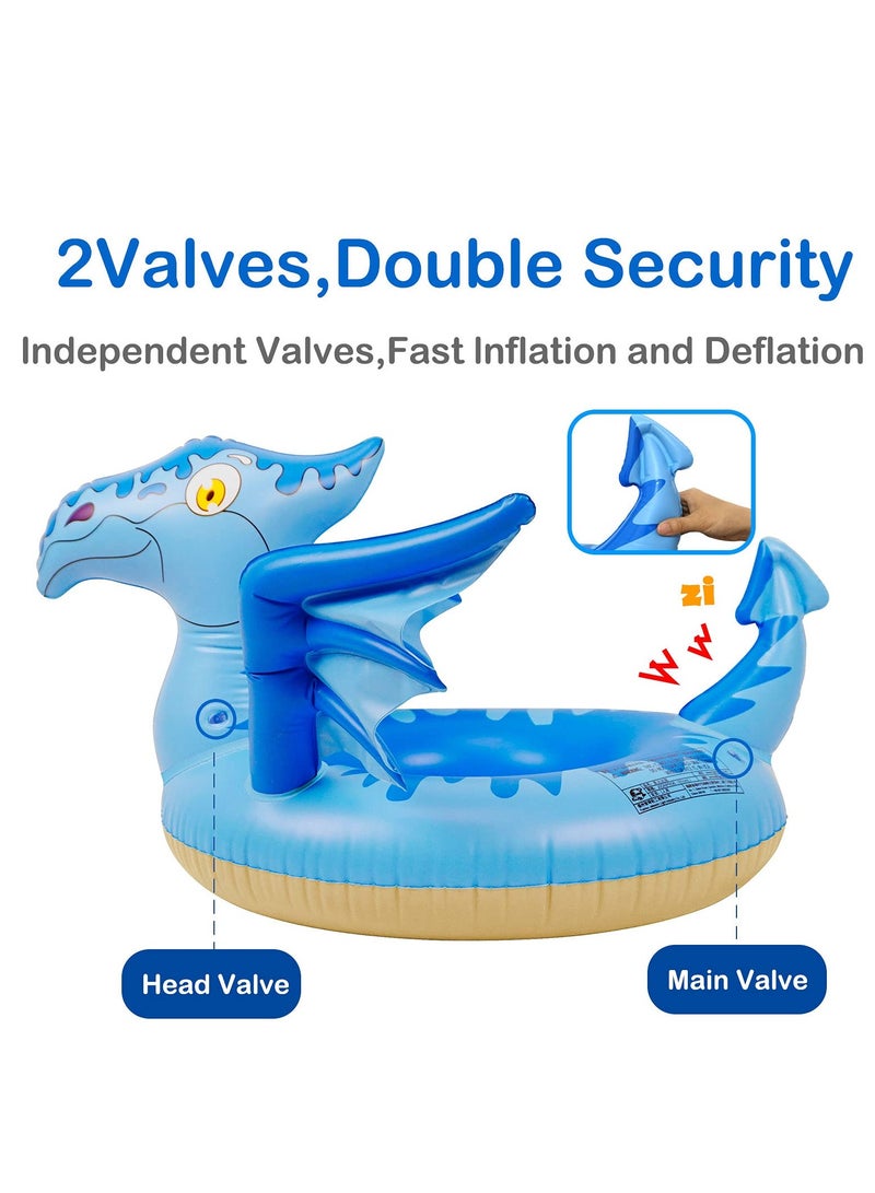 Swim Rings for Adults & Kids, Dinosaur Swimming Pool Rings for Kids, Floaties Inflatable Toy Fun Party Swimming Pool Floats with a Zizi Sound Learn to Swim Water Pool Foats