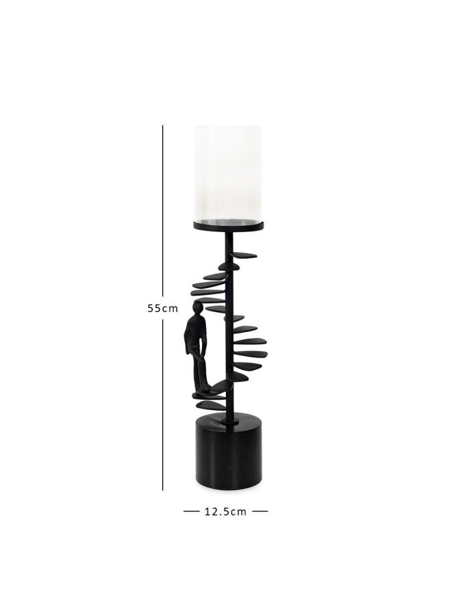 Troe Pillar Candle Holder, Black - 12.5X55 Cm