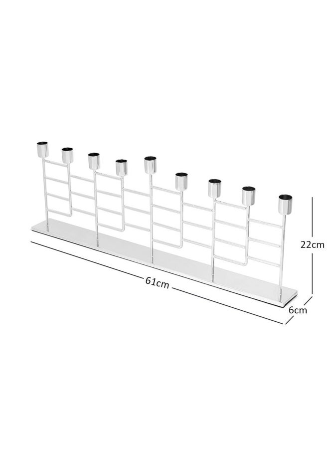 Carre 9-Piece Taper Candle Holder, Silver - 61X22 Cm