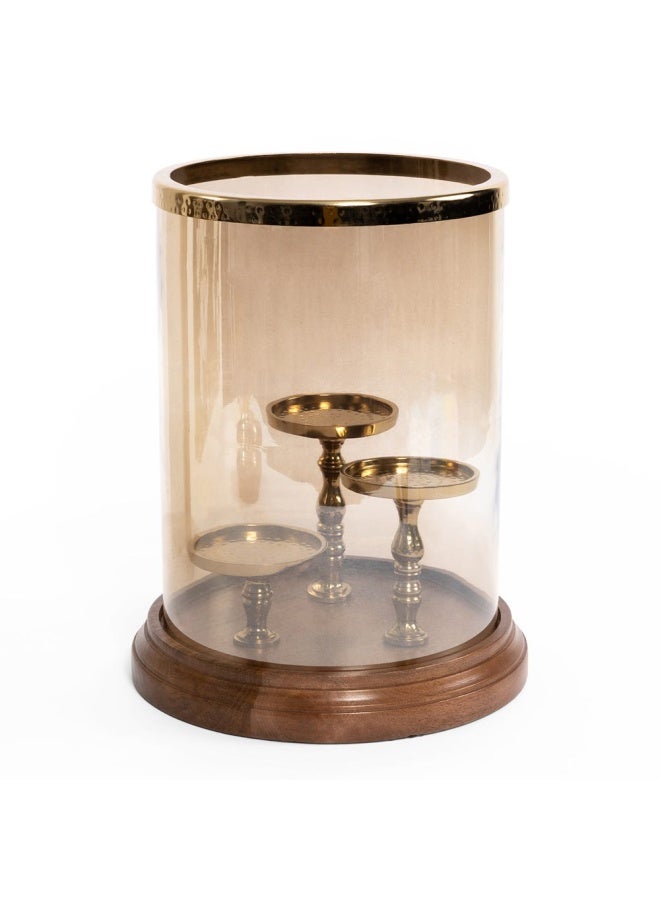 Mado Hurricane Candle Holder, Brown & Gold - 27X34Cm