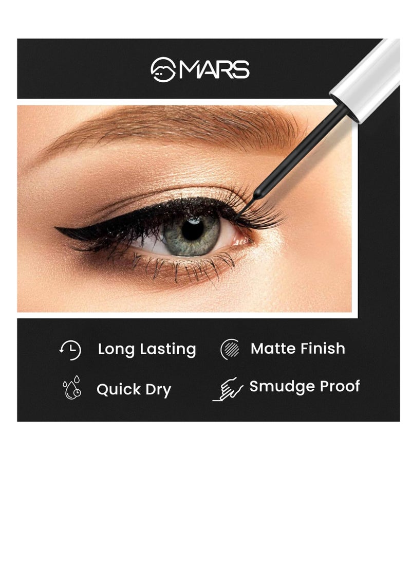 MARS Free Flow Eyeliner with Demi Matte Finish  Long Lasting Smudgeproof and Easy Glide Formula   6 ml