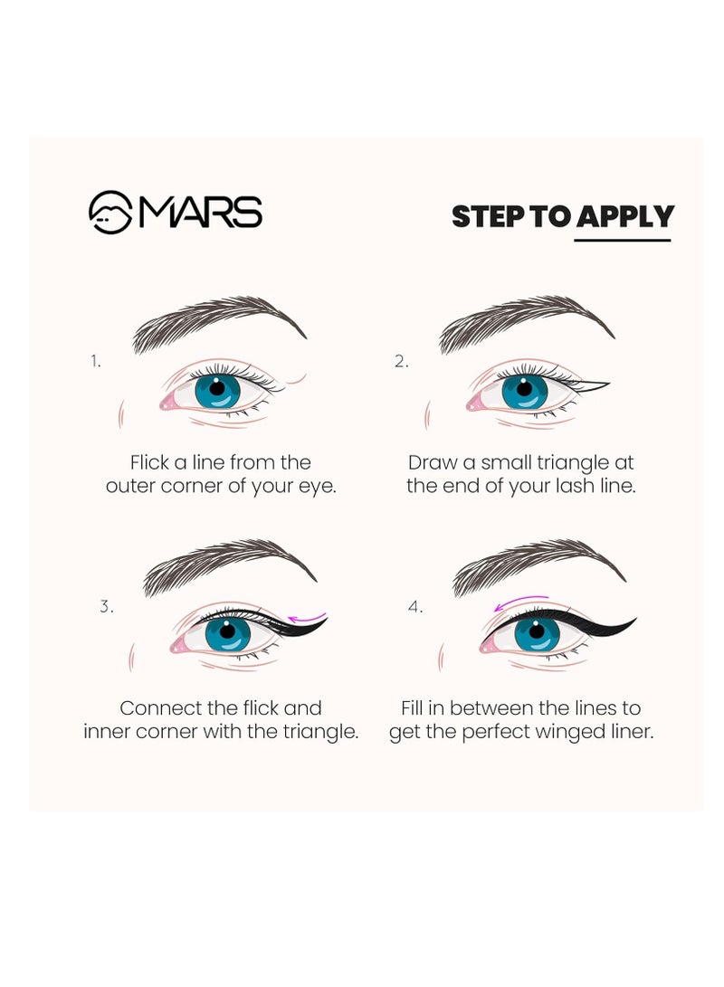 MARS Free Flow Eyeliner with Demi Matte Finish  Long Lasting Smudgeproof and Easy Glide Formula   6 ml