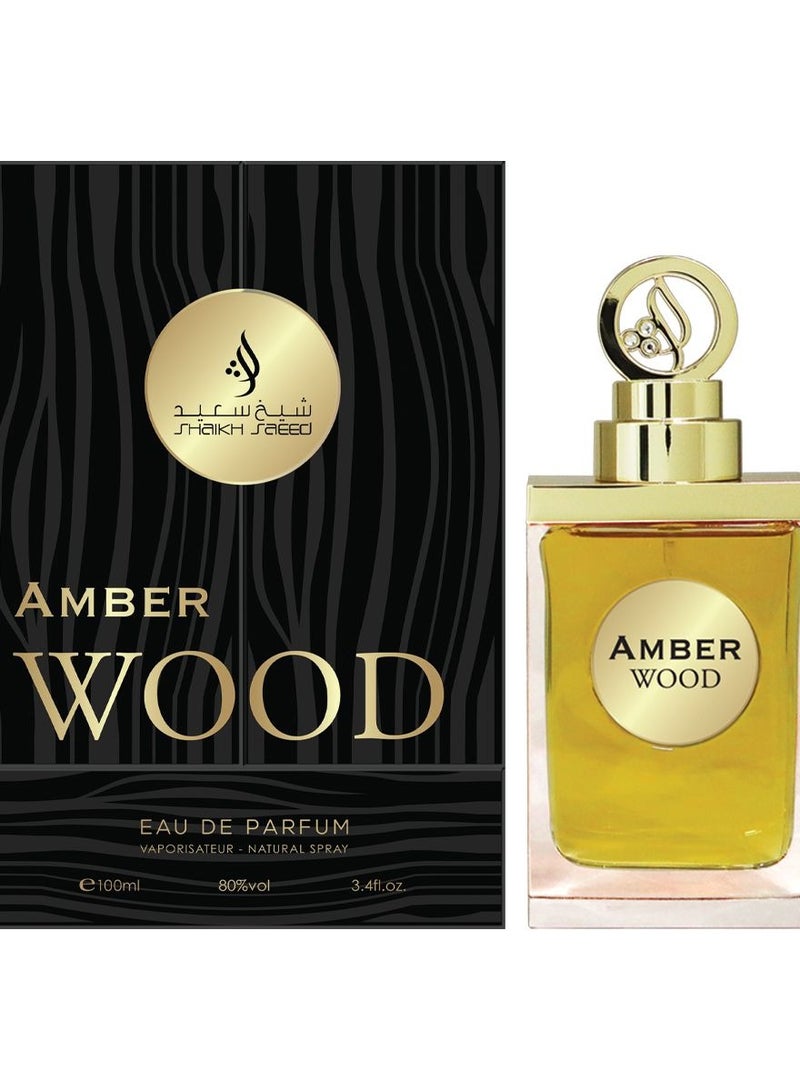 SHAIKH SAEED Amber Wood Unisex Perfume for Men and Women | Luxurious Fragrance with Aromatic, Juniper, Saffron, Lavender, Amber, Sandalwood, | Oud Smoky, and White Musk Notes - 100ml Bottle