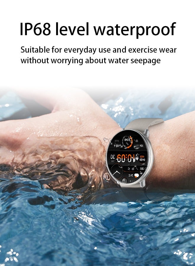 Korean Brand Smart Watch Y6，Business Smartwatch, Waterproof Fitness Watch, Bluetooth Calling, Compatible with Android and iOS, Smart Watch for men, AMOLED Display, Heart Rate Monitoring, Silver