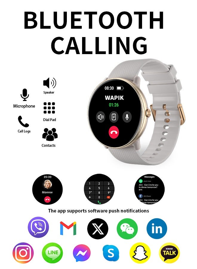 Korean Brand Smart Watch Y6，Business Smartwatch, Waterproof Fitness Watch, Bluetooth Calling, Compatible with Android and iOS, Smart Watch for men, AMOLED Display, Heart Rate Monitoring, Silver