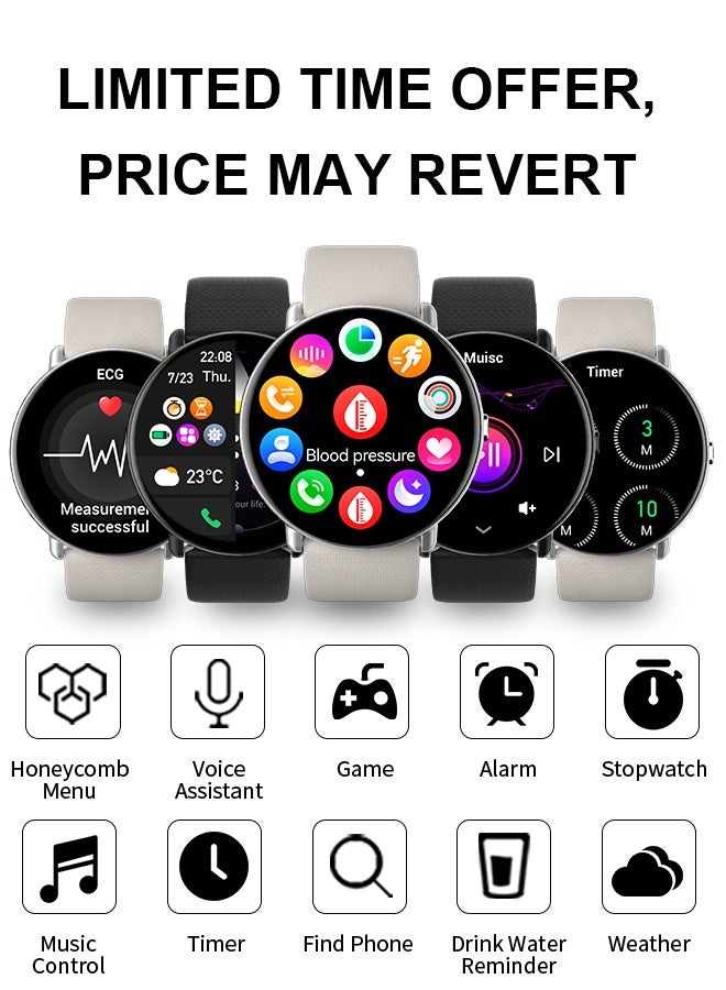 Korean Brand Smart Watch Y6，Business Smartwatch, Waterproof Fitness Watch, Bluetooth Calling, Compatible with Android and iOS, Smart Watch for men, AMOLED Display, Heart Rate Monitoring, Silver