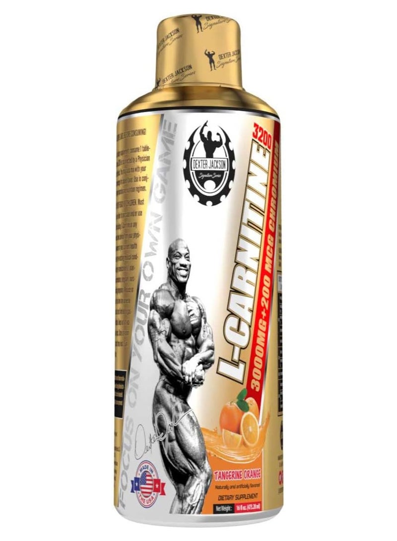 Dexter Jackson L-Carnitine 3200 Tangerine Orange Flavor 473.28 ml 32 Serving