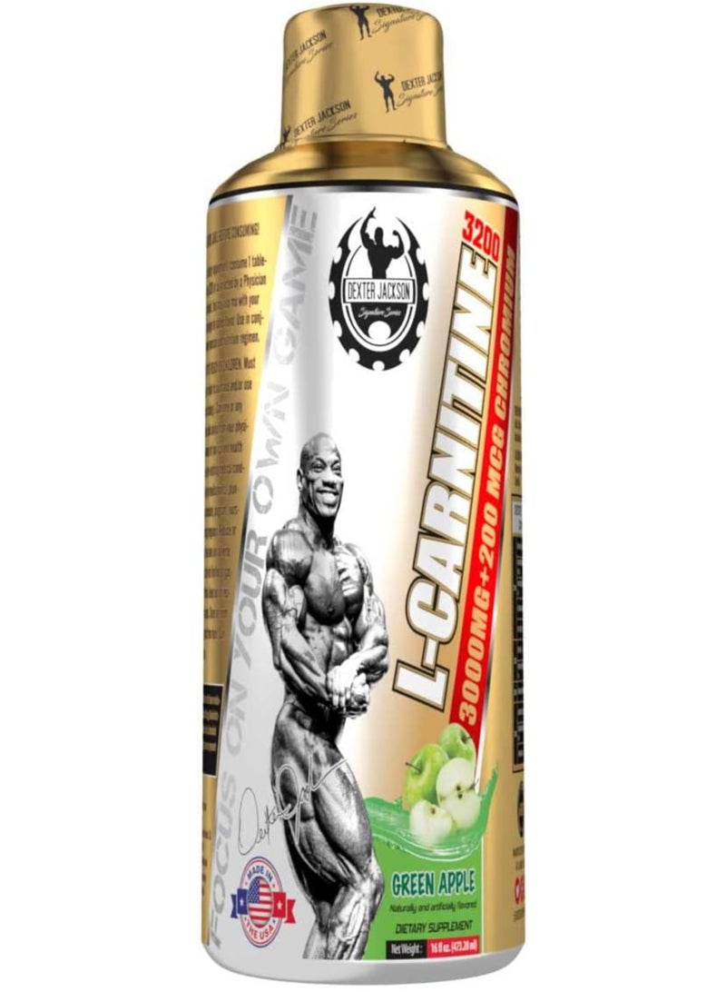 Dexter Jackson L-Carnitine 3200 Green Apple Flavor 473.28 ml 32 Serving