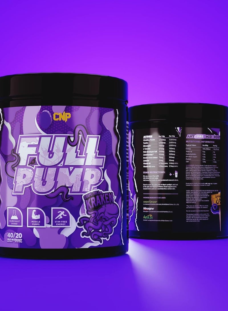 CNP Full Pump Pre-workout 300g Grape Kola Kraken Flavor