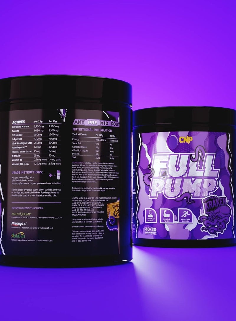 CNP Full Pump Pre-workout 300g Grape Kola Kraken Flavor