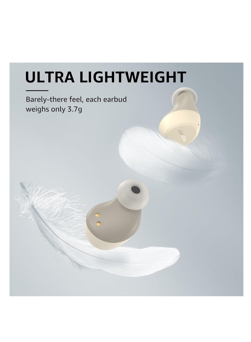 TOZO A1 Mini Wireless Earbuds Bluetooth 5.3 in Ear Light-Weight Headphones Built-in Microphone, IPX5 Waterproof, Immersive Premium Sound Long Distance Connection Headset with Charging Case, Khaki