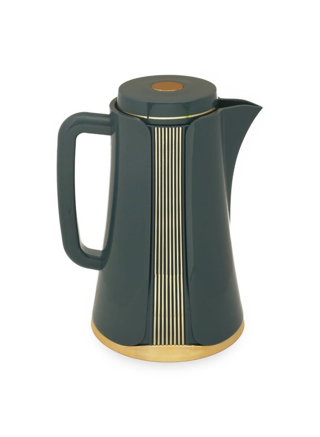 Vacuum Flask, Dark Green & Gold - 1L