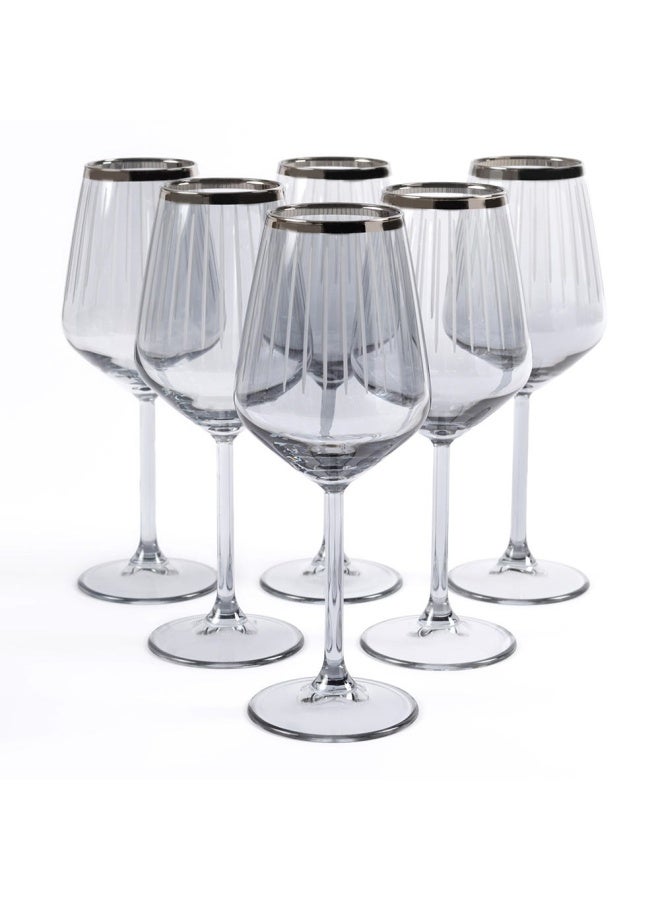 Allegra 6-Piece Wine Glass Set, Fume & Silver - 350 Ml