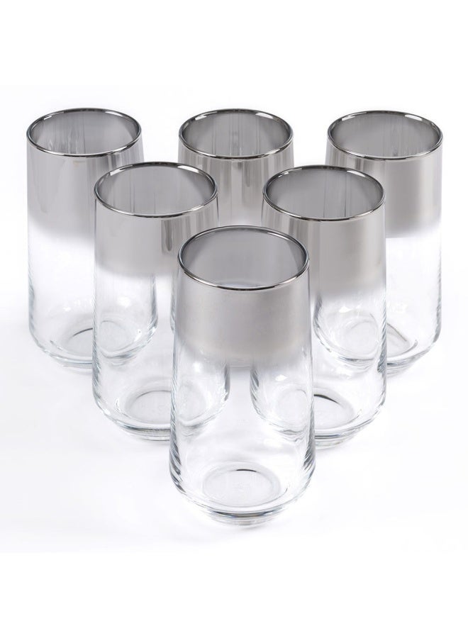 Allegra 6-Piece Soft Drinks Glass Set, Silver - 470 Ml