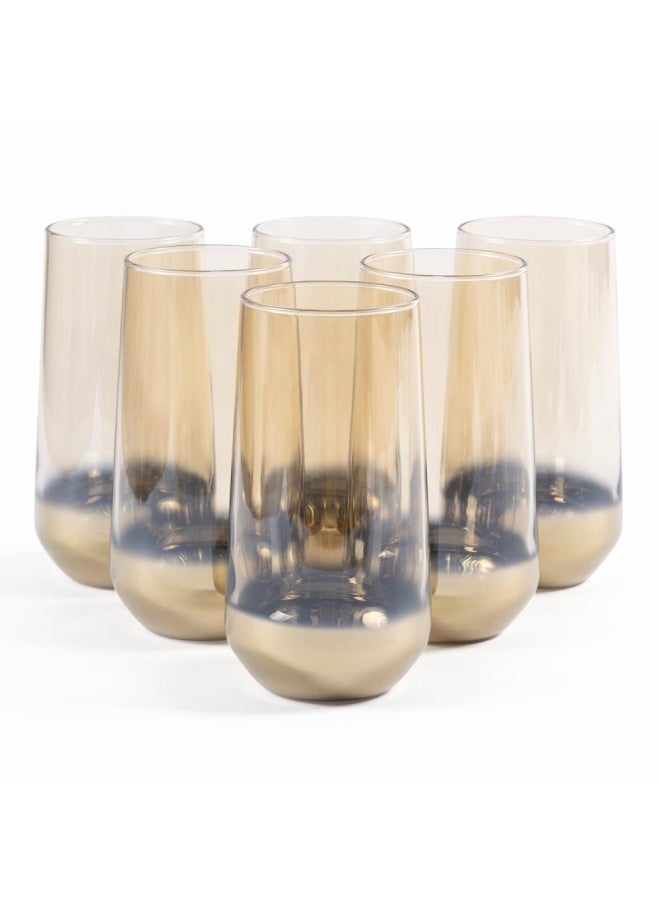 Allegra 6-Piece Soft Drinks Glass Set, Honey & Gold - 470 Ml