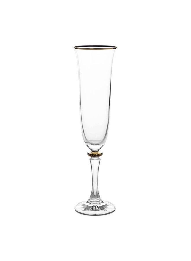 Gold Rims Champagne Glass, Clear - Set Of 6