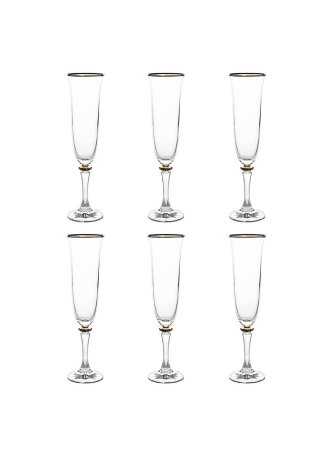 Gold Rims Champagne Glass, Clear - Set Of 6