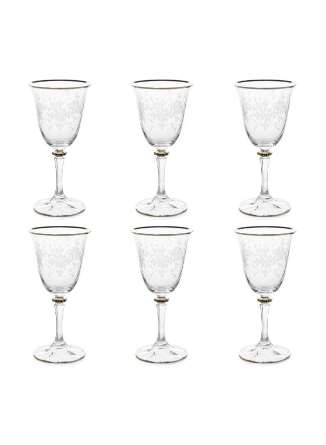 Ricco White Wine Glass, Clear & Gold - Set Of 6