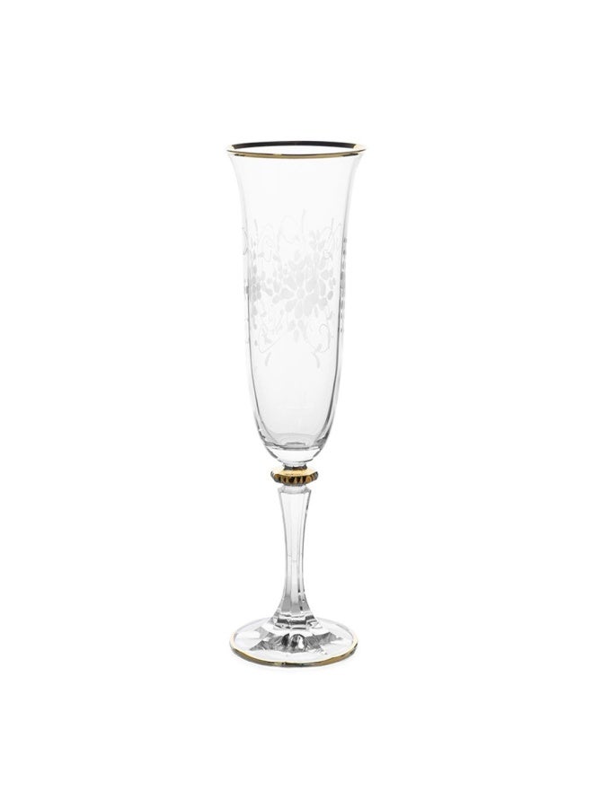 Ricco Champagne Glass, Clear & Gold - Set Of 6