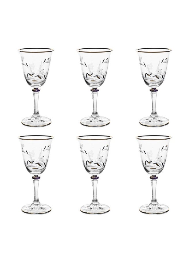 Mimosa White Wine Glass, Clear & Gold - Set Of 6