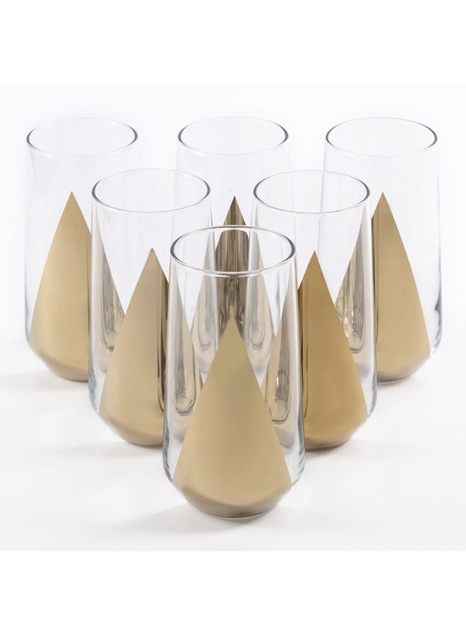 Allegra 6-Piece Soft Drink Glass Set, Clear & Gold - 470 Ml