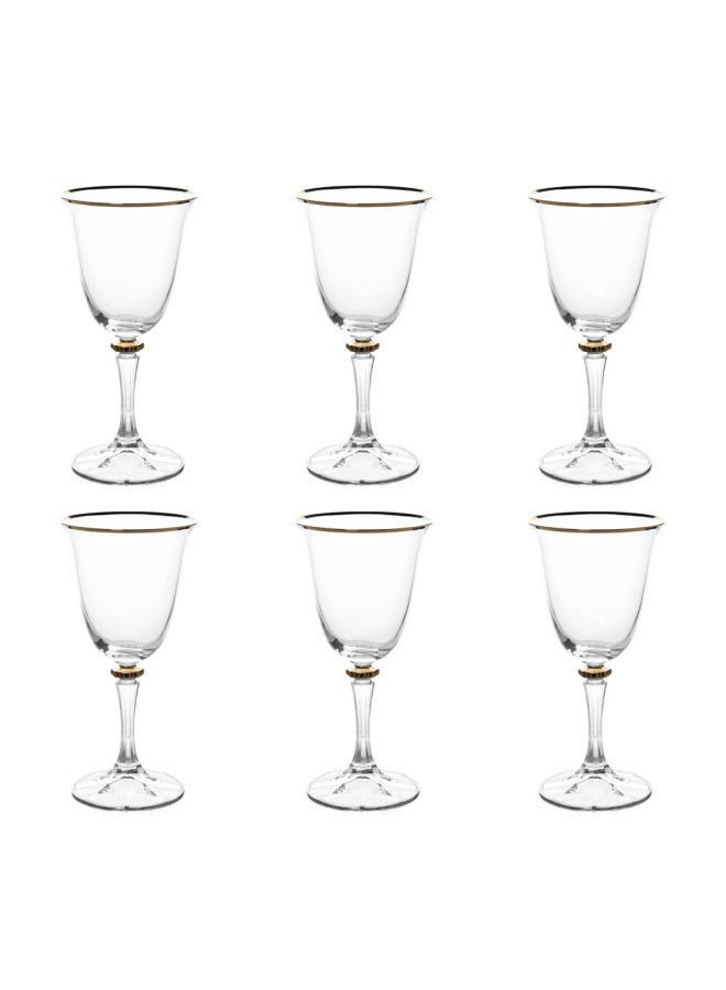 Gold Rims White Wine Glass, Clear - Set Of 6