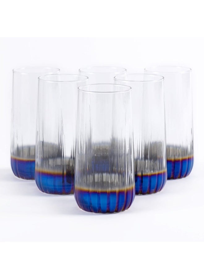 Nova 6-Piece Soft Drinks Glass Set, Clear & Blue - 360 Ml