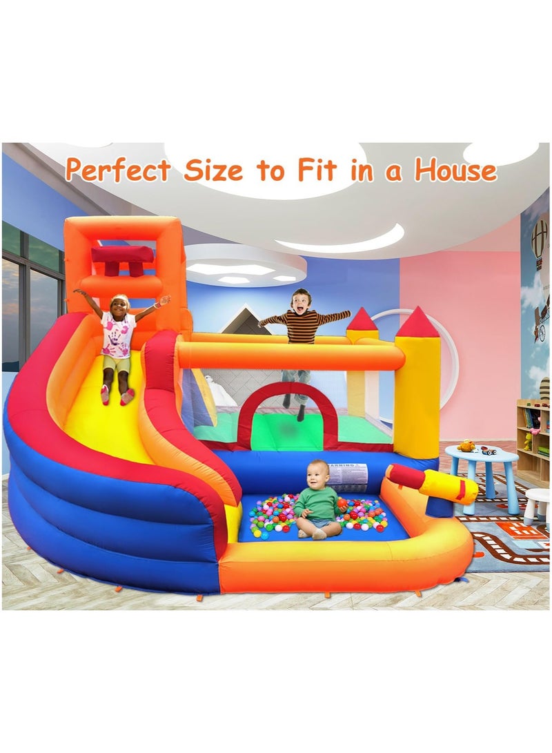 Inflatable Bounce House With Blower Water Slide 5 In 1 Backyard Water Park W Climbing Wall Splash Pool Jumping Castle Water Slide Cannon Bucket Dump For Indoor Outdoor Parties