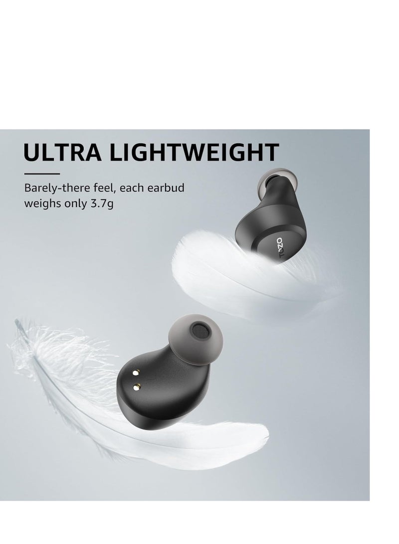 TOZO A1 Mini Wireless Earbuds Bluetooth 5.3 in Ear Light-Weight Headphones Built-in Microphone, IPX5 Waterproof, Immersive Premium Sound Long Distance Connection Headset with Charging Case, Black