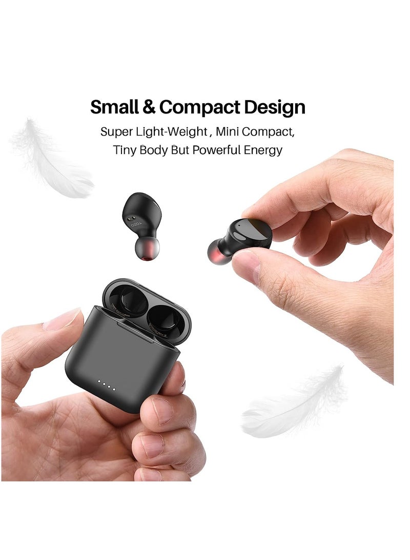TOZO T6 (Classic Edition) True Wireless Earbuds Bluetooth 5.3 Headphones Touch Control with Wireless Charging Case IPX8 Waterproof Stereo Earphones in-Ear Built-in Mic Headset Premium Deep Bass Black