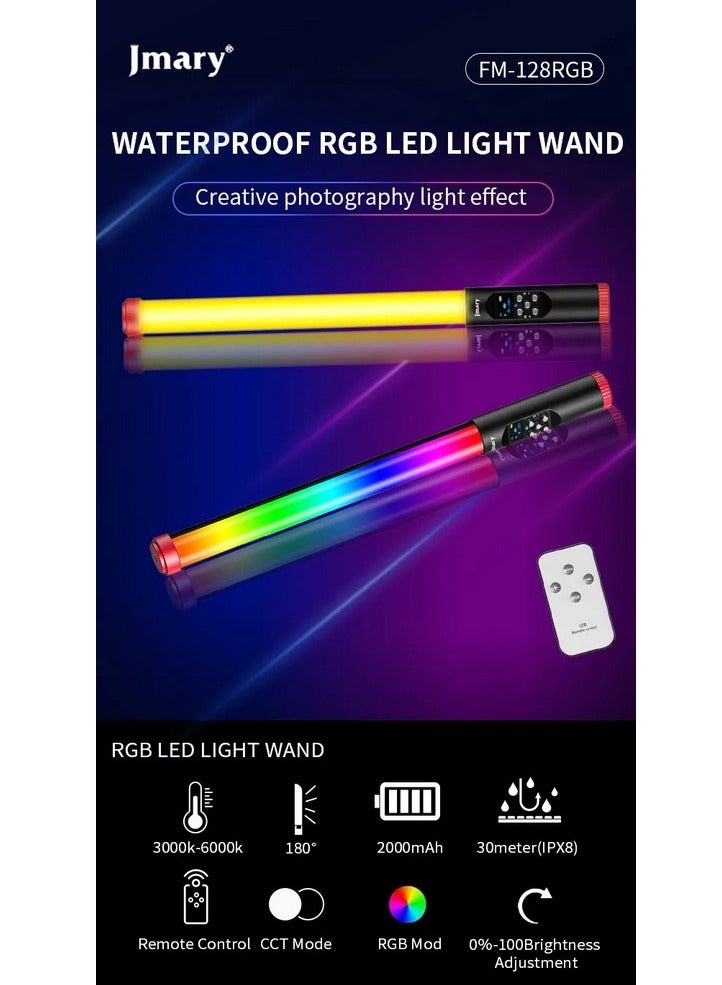 Jmary FM-128 3.7V Lightweight & Portable Waterproof RGB Video Light with Built-In 2000 mAh Lithium Battery