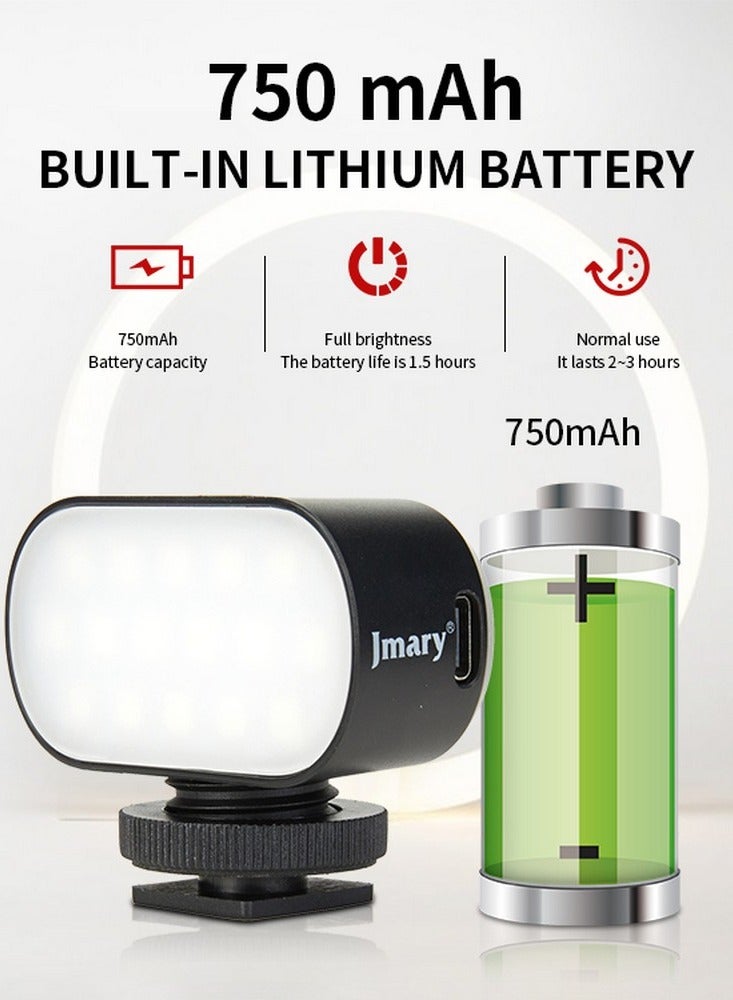 Jmary FM-16 Mini Portable Rechargeable RGB Video Fill Light with 750 mAh Built-In Lithium Battery