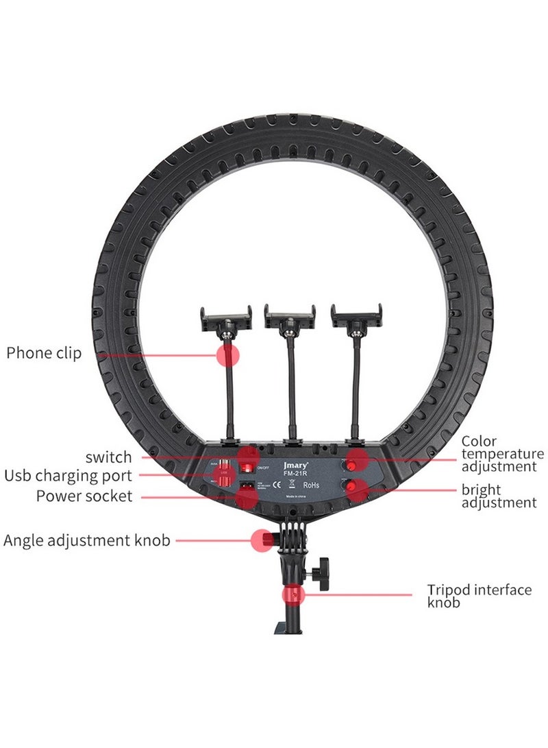 Jmary FM-21R 21 Inch Ring Light with 4 USB Ports and Remote Control