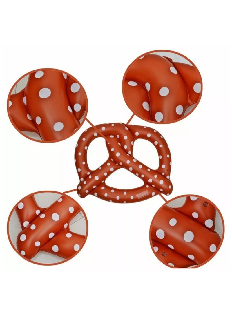 Inflatable swimming buoy in the shape of a pretzel