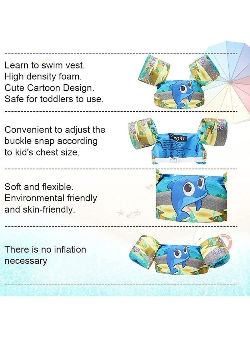 Kids Swim Vest Arm Bands Kids Swim Vest Toddler Swimming Float Vest Baby Buoyancy Safety Swim Aid Kids Learn to Swim Training Jacket for 30-50 lbs Kids Infant Child 2-6 Years Old