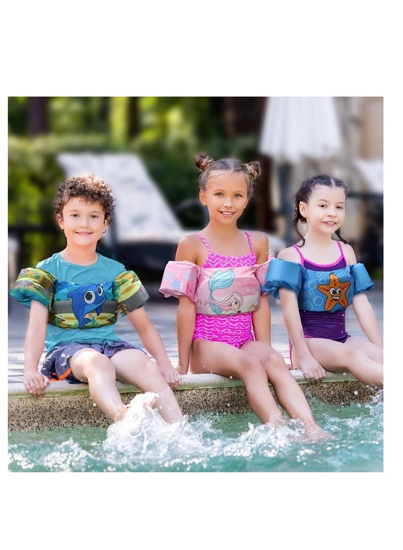 Kids Swim Vest Arm Bands Kids Swim Vest Toddler Swimming Float Vest Baby Buoyancy Safety Swim Aid Kids Learn to Swim Training Jacket for 30-50 lbs Kids Infant Child 2-6 Years Old